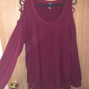 Long sleeve peekaboo shoulder top